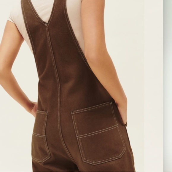 Reformation Milo Utility Overalls Chocolate Brown size 8 - Picture 3 of 9